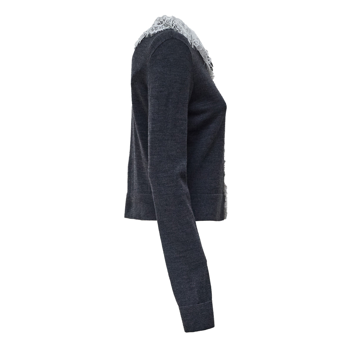 Grey Lace Collar Knit Cardigan