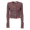Red Check Frayed Knit Jacket
