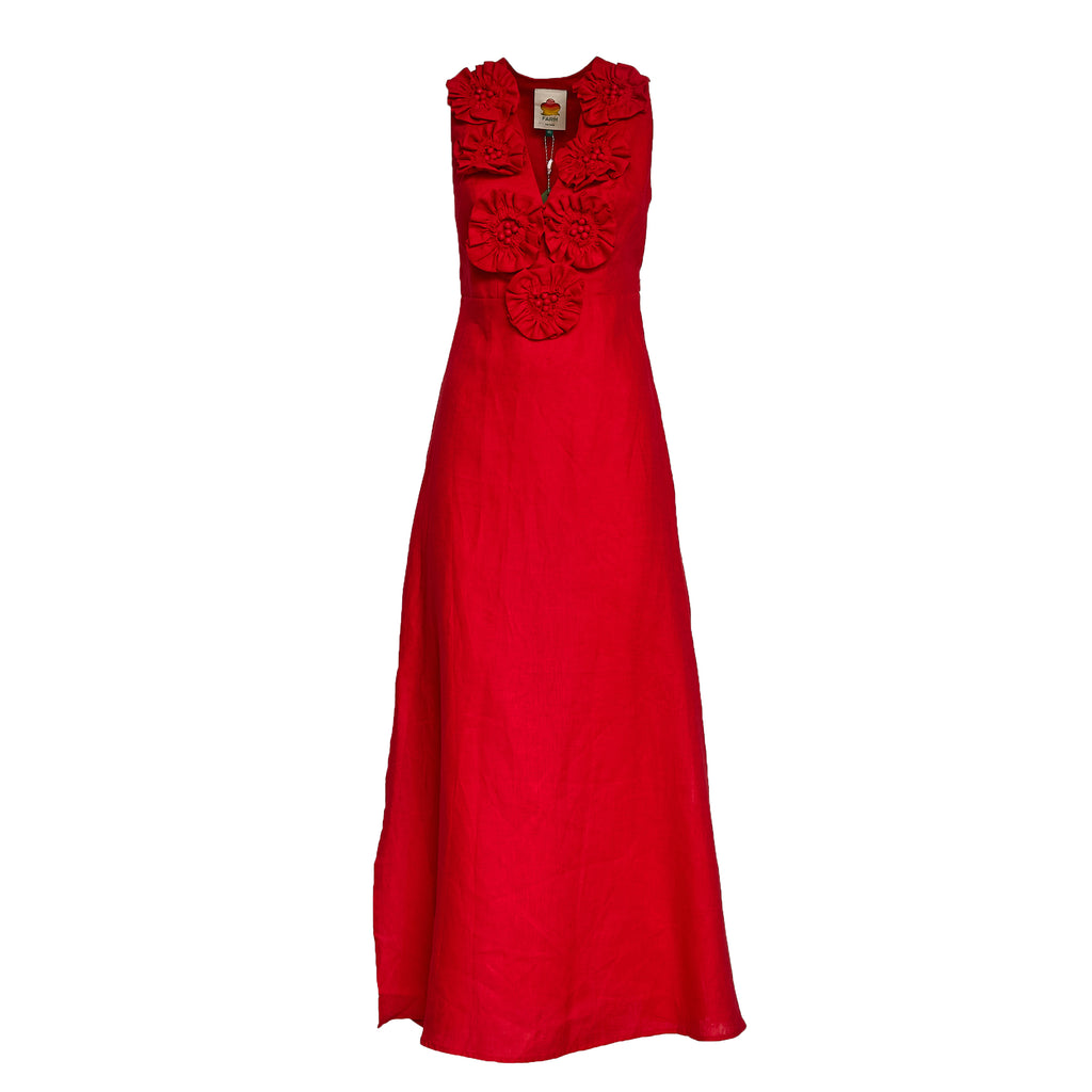 Red Sleeveless Midi Dress