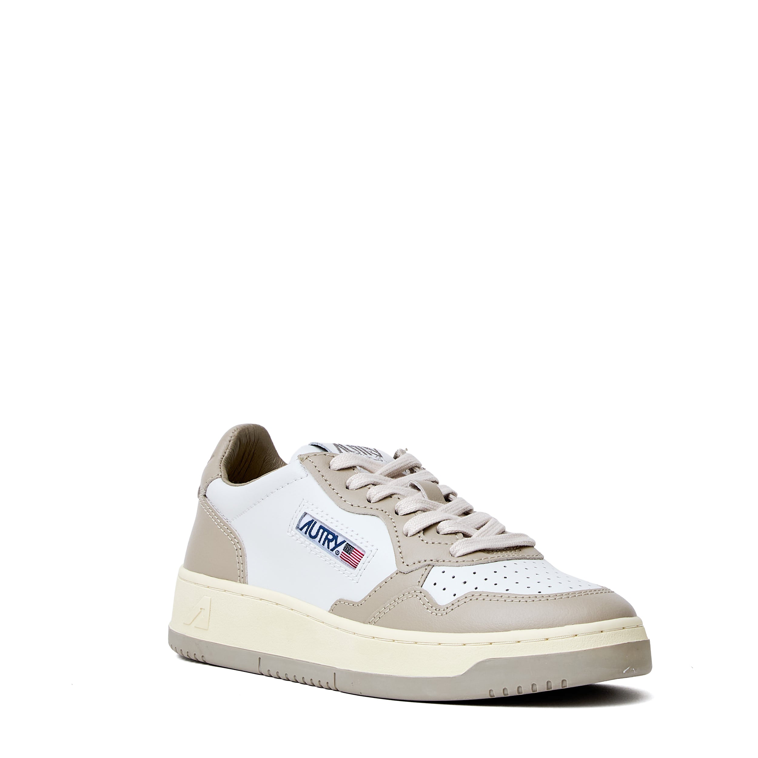 Sneakers Medalist Low In Pelle Bicolore Bianco, Feather Gray