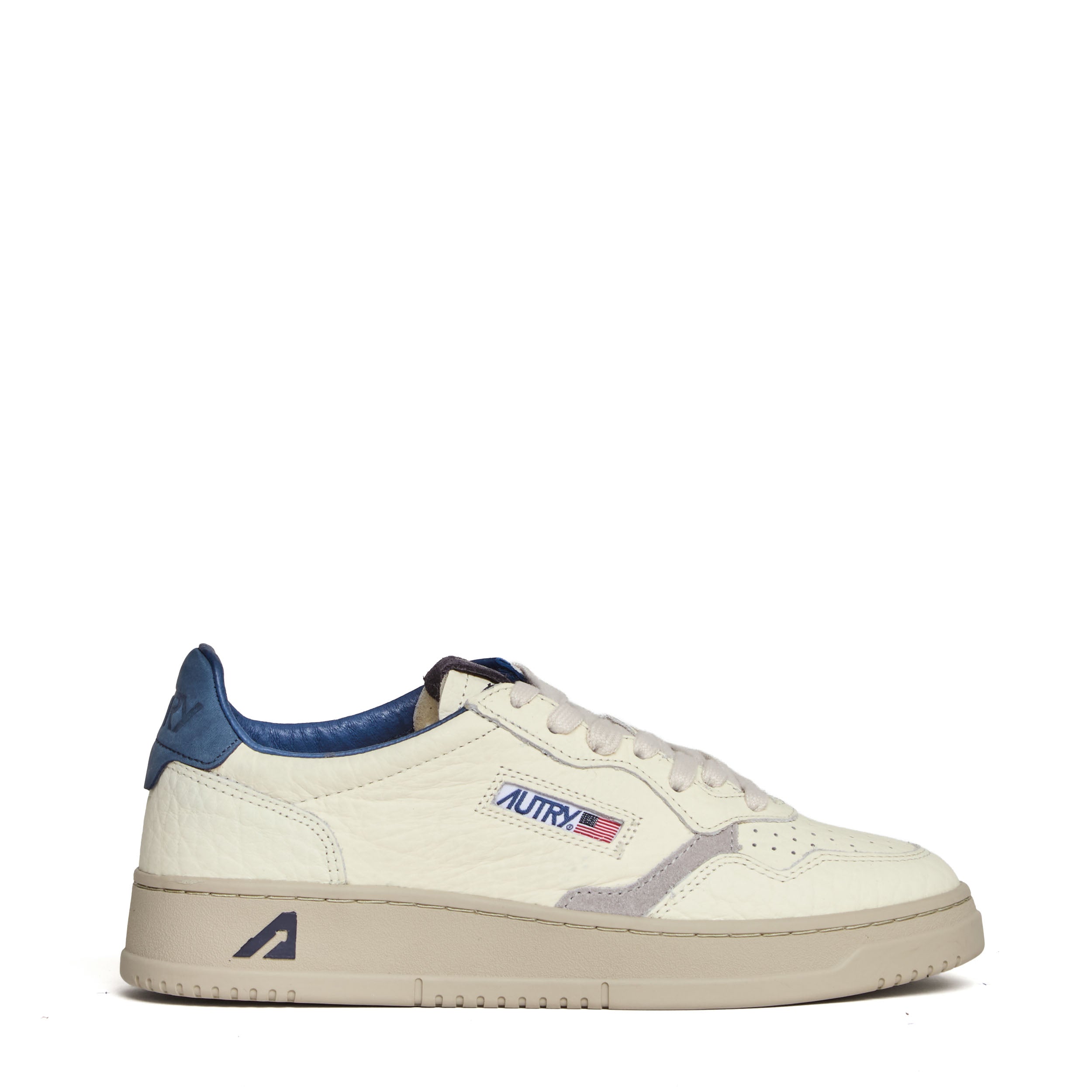 Sneakers Medalist Low In Pelle Bianca, Ensign Blue, Peroscope