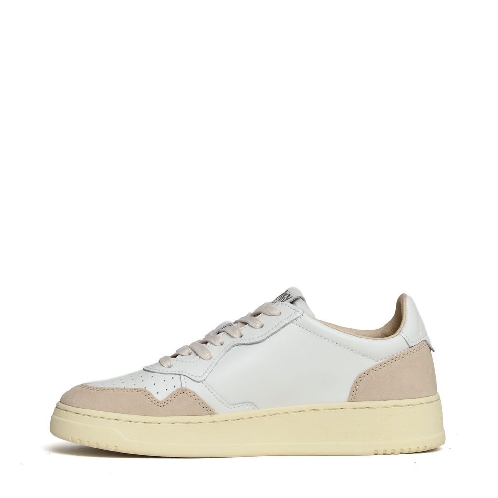 Sneakers Medalist Low In Pelle Bianca E Suede Beige