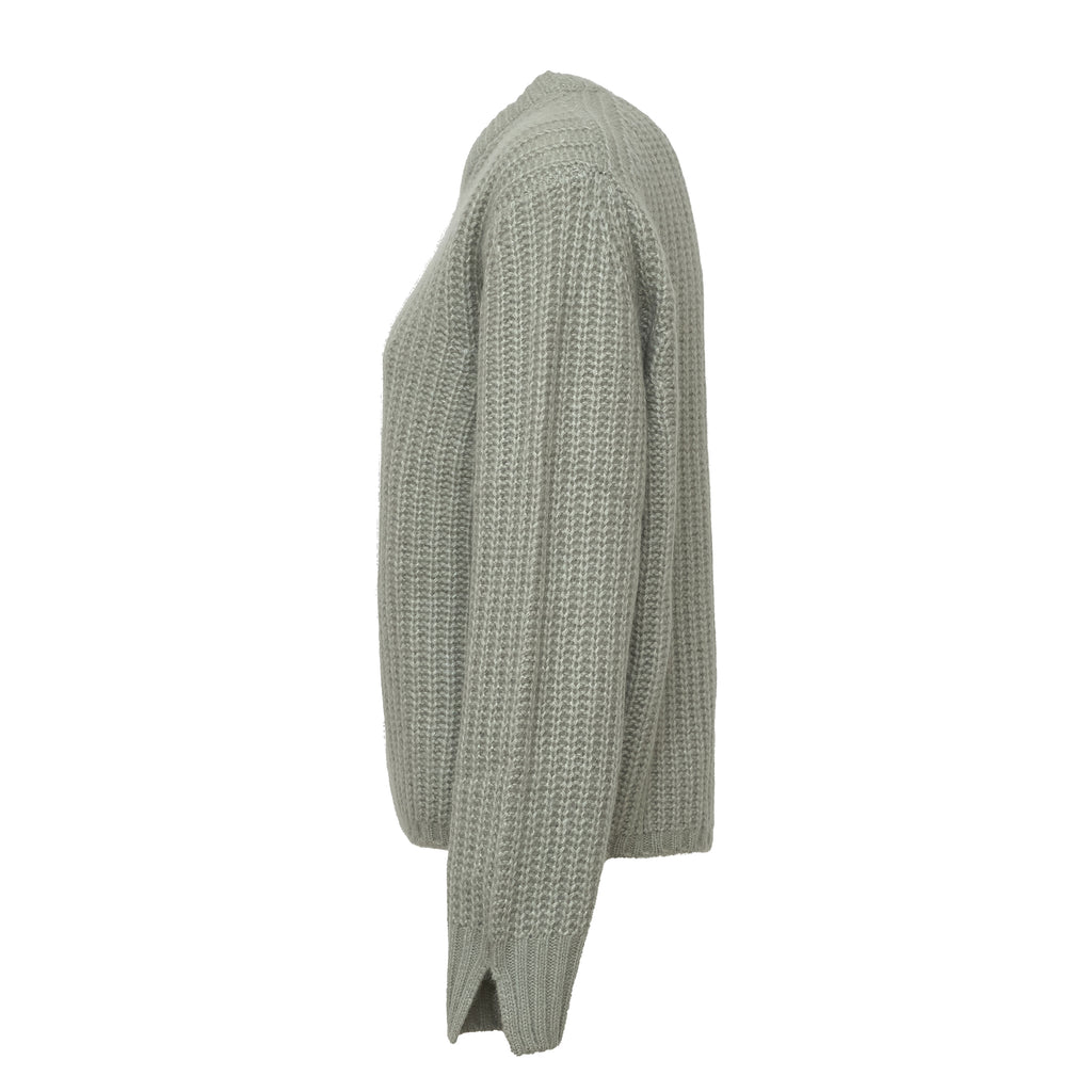 Maglia Girocollo A Costine In Cashmere, Seta