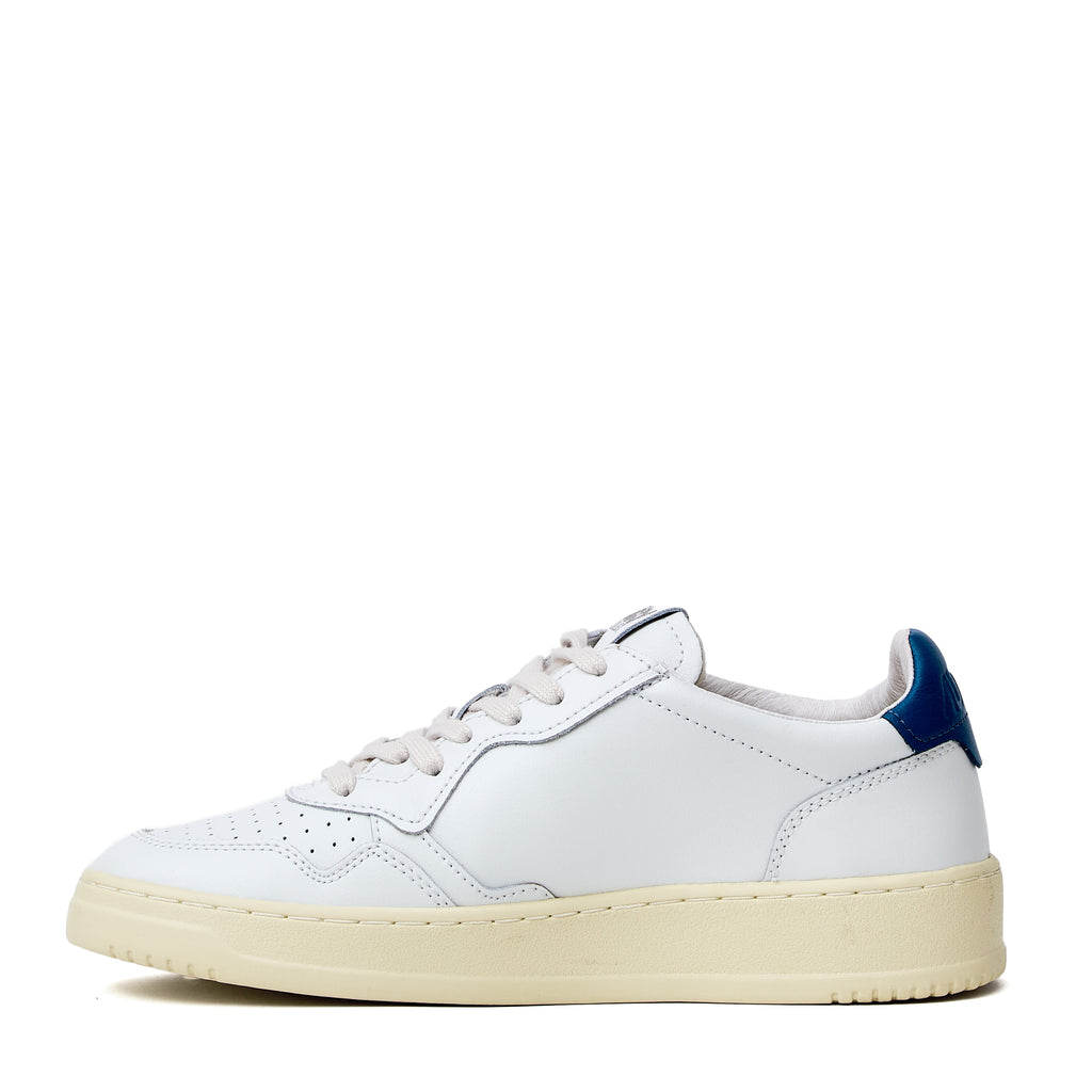 Sneakers Medalist Low In Pelle Bianca, Mallard Blue