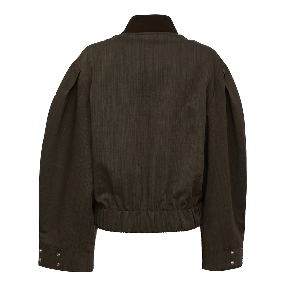 Light Wool Melange Bomber Jacket
