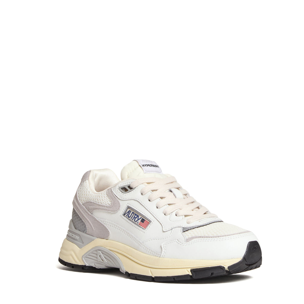 Sneakers Hyperway In Mesh, Suede Bianco, Grigio