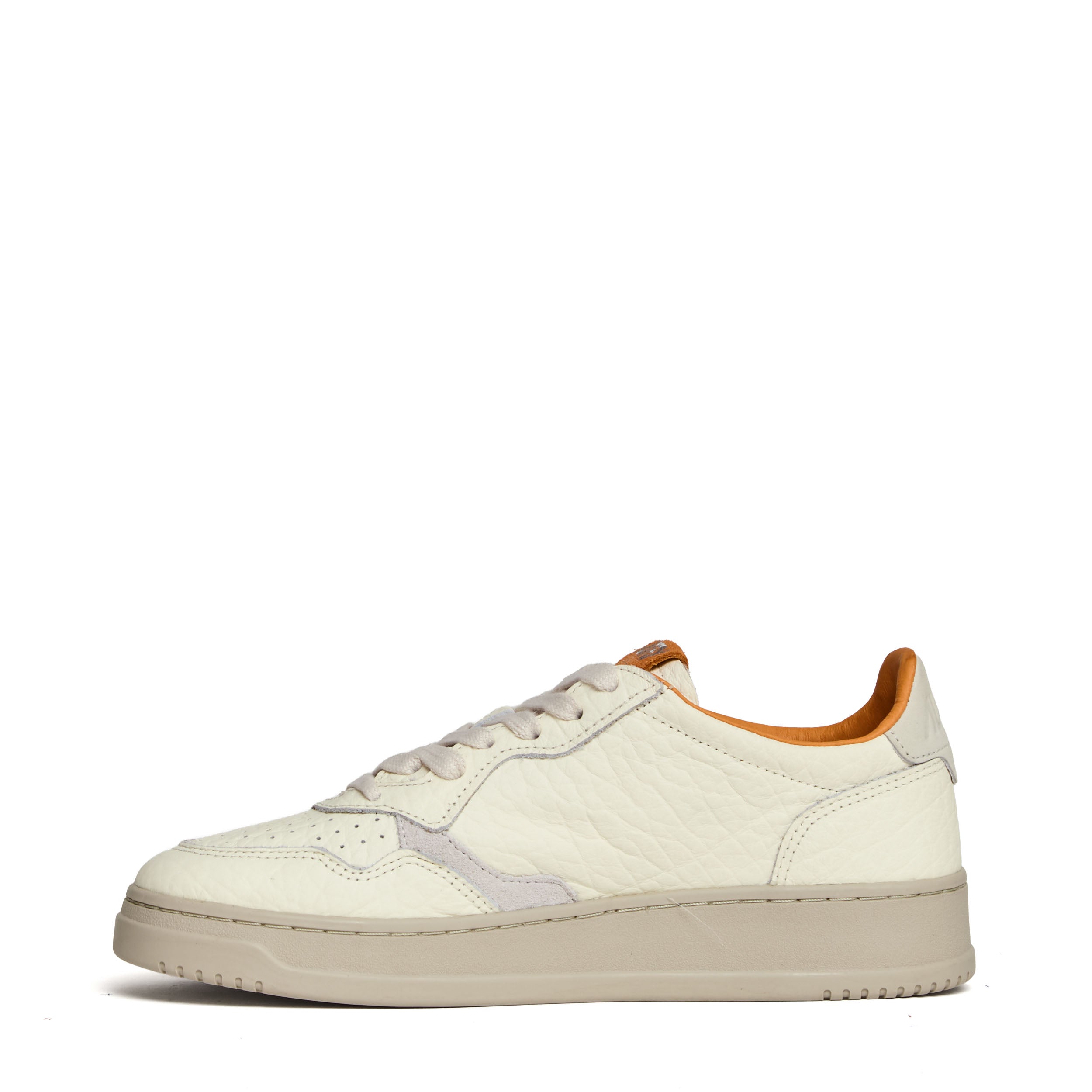 Sneakers Medalist Low In Pelle Bianca, Marshmallow, Fanta
