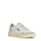 Sneakers Medalist Low In Pelle Bianca, Powder Pink E Suede Beige