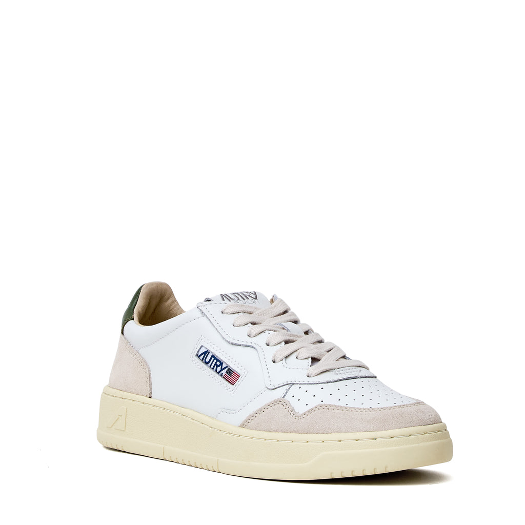Sneakers Medalist Low In Pelle, Suede Bianco, Verde Bronzo
