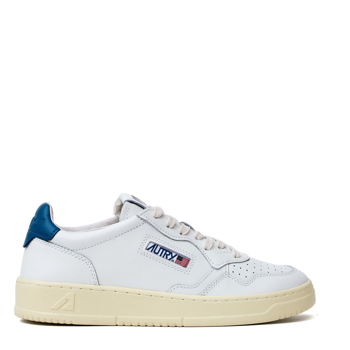 Sneakers Medalist Low In Pelle Bianca, Mallard Blue