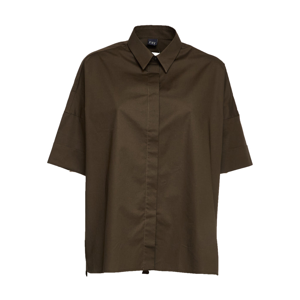 Camicia In Popeline Di Cotone Stretch