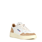 Sneakers Medalist Low In Pelle Soft Bianca, Suede Beige