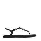 Montecarlo Flat Sandal Crepe Crystal Embellished
