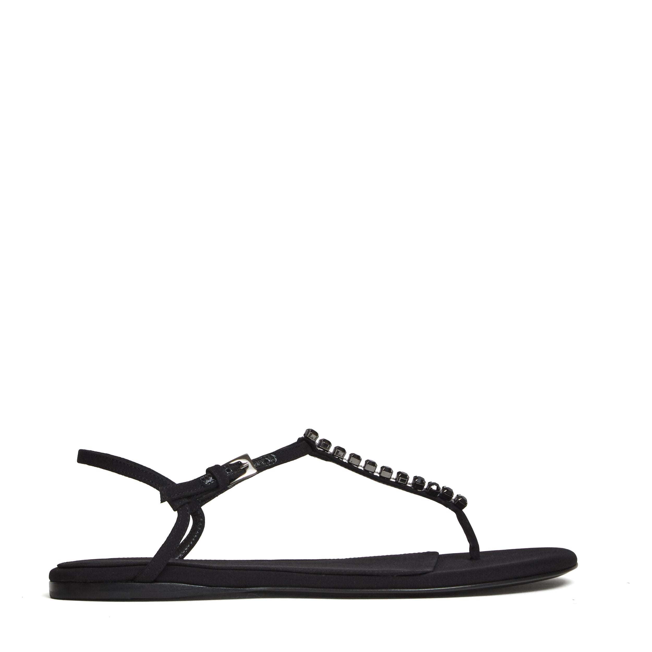 Montecarlo Flat Sandal Crepe Crystal Embellished