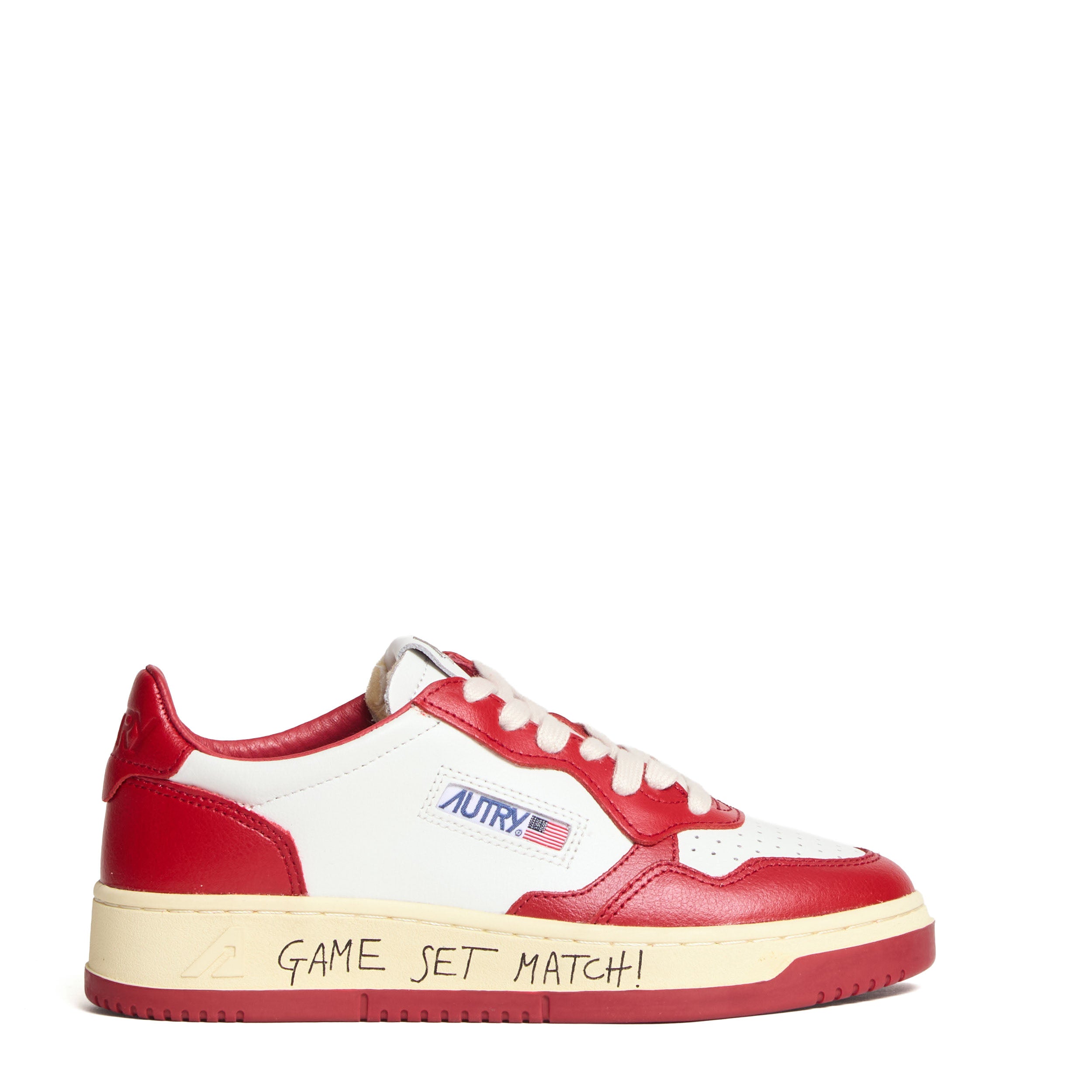 Sneakers Medalist Low In Pelle Bianca, Rossa Con Lettering