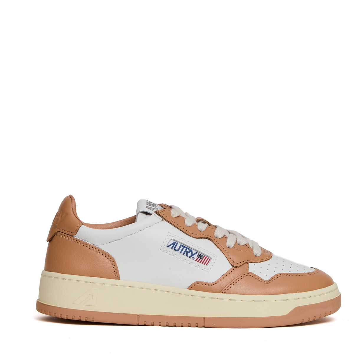 Sneakers Medalist Low Bicolor In Pelle Bianca, Sand