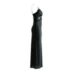 Polka Dot Satin Lace Maxi Dress