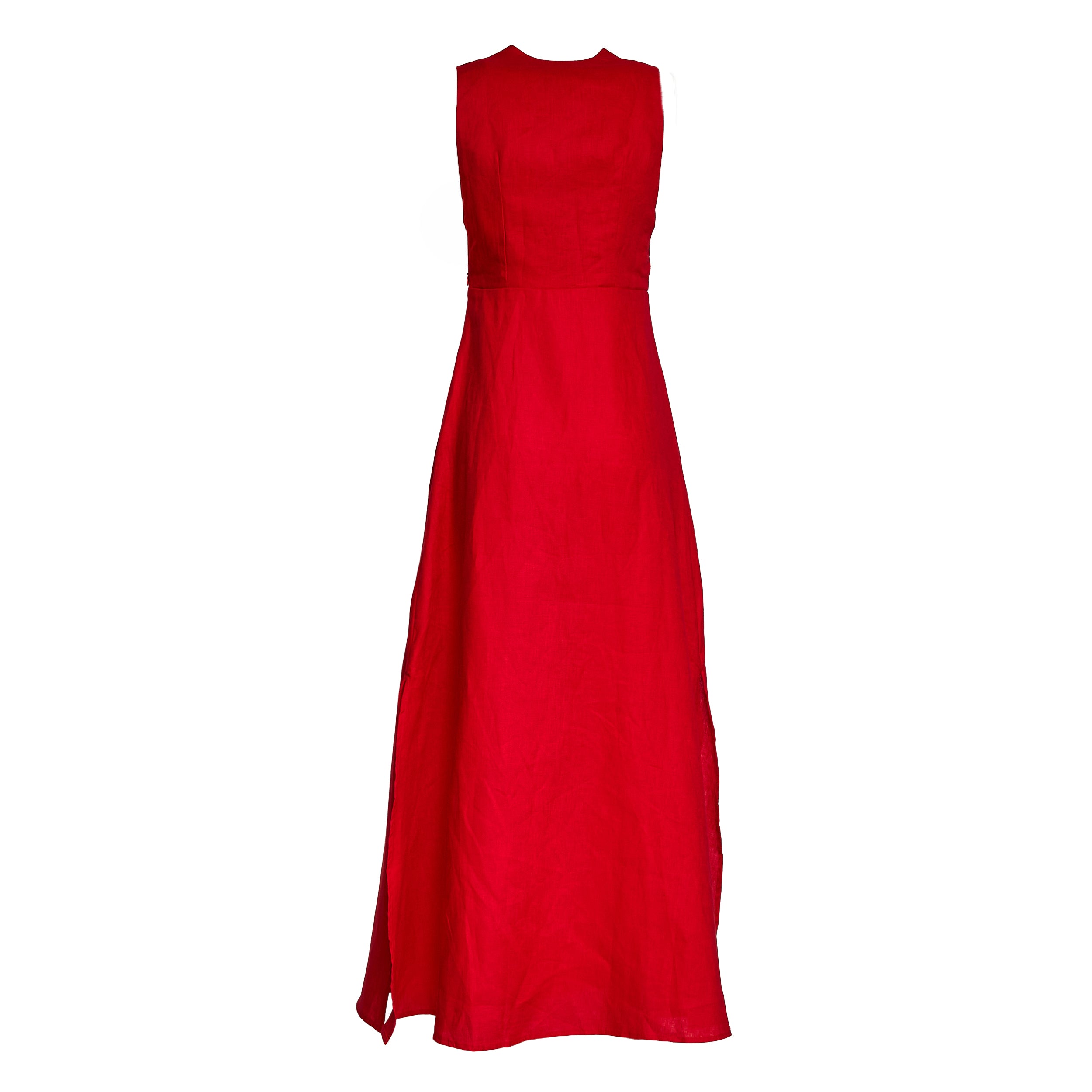 Red Sleeveless Midi Dress