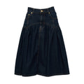 Slub Mix Denim Midi Skirt