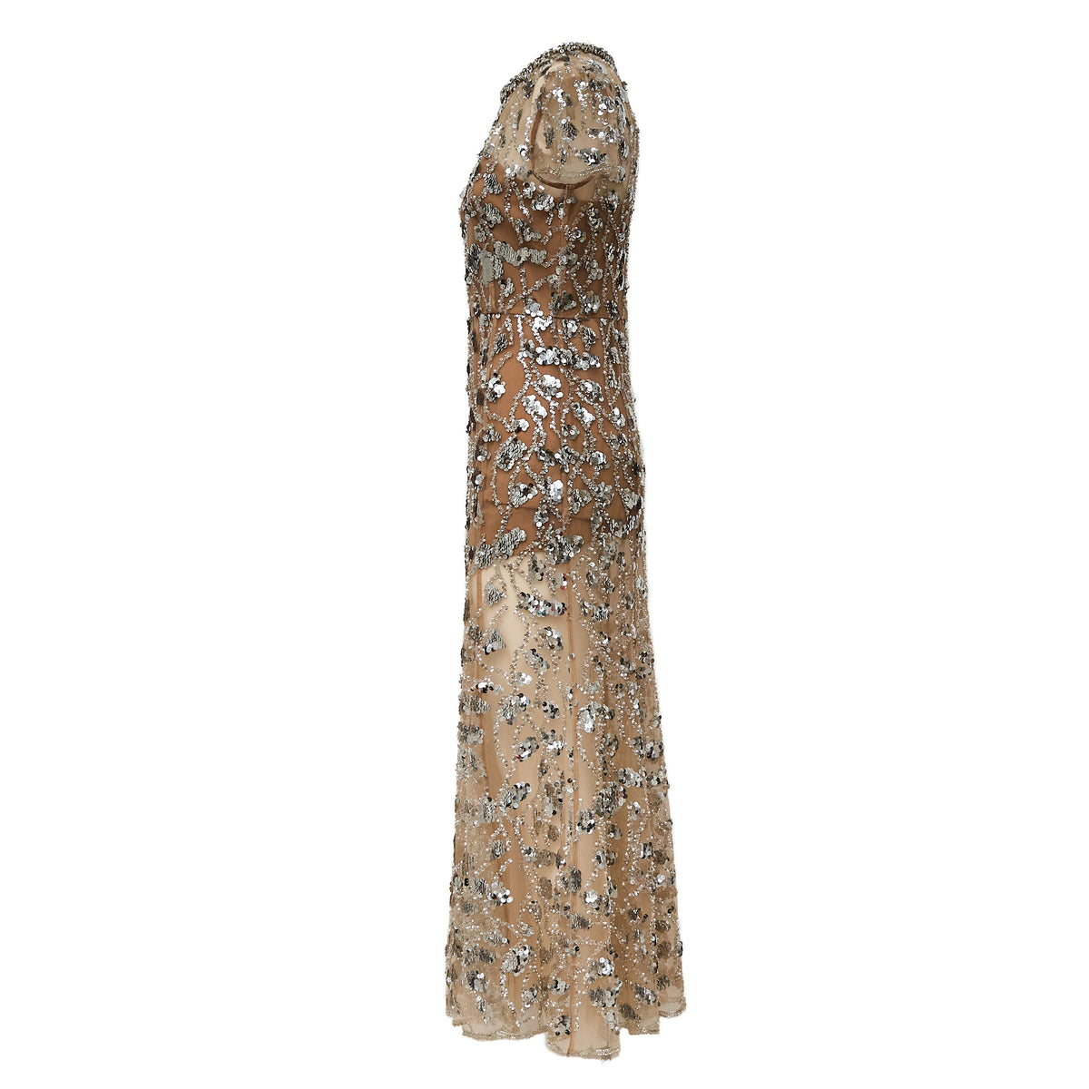 Silver Sequin Embellished Midi Dress