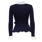 Navy Ribbed Knit Cardigan