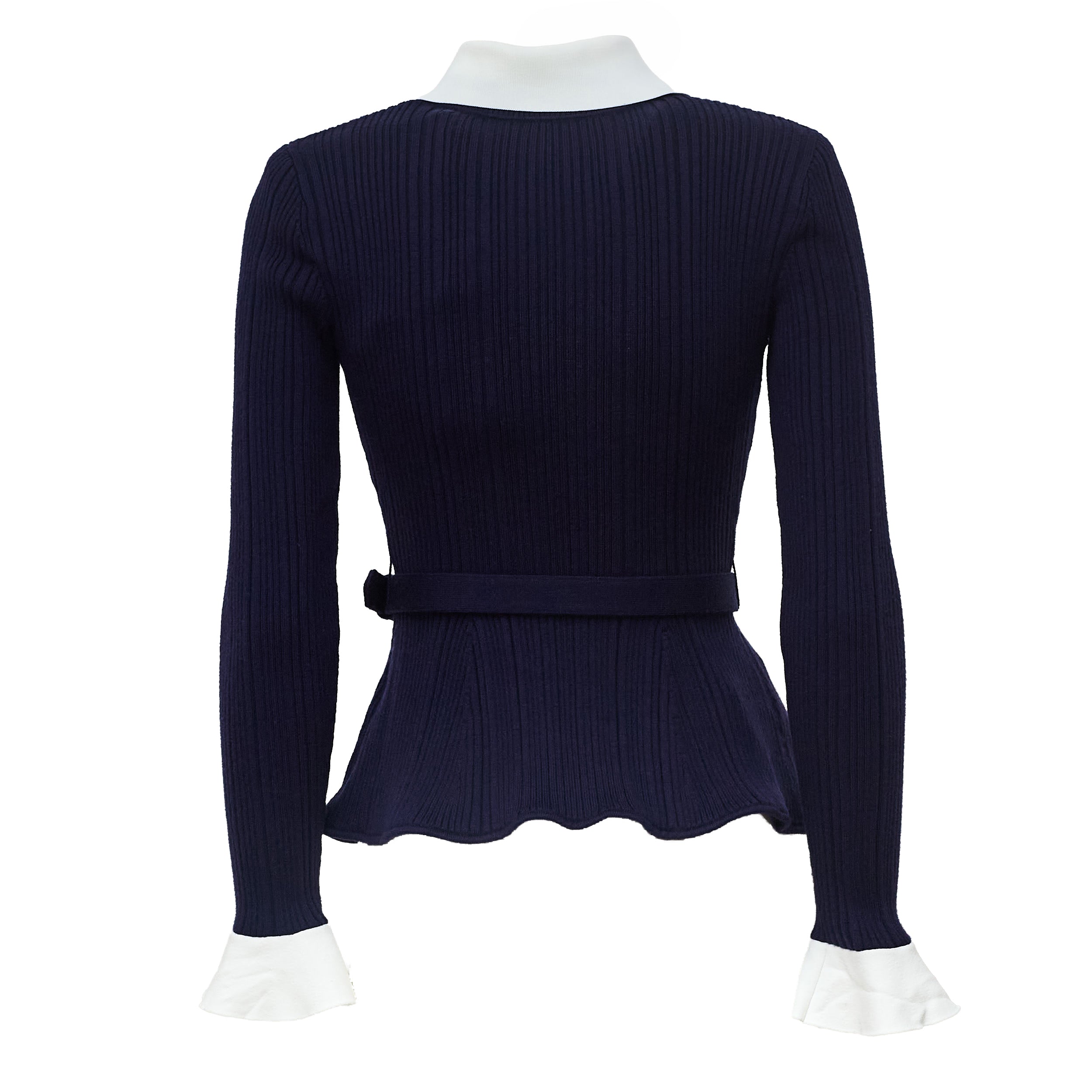 Navy Ribbed Knit Cardigan