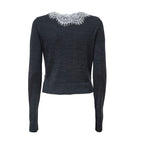 Grey Lace Collar Knit Cardigan