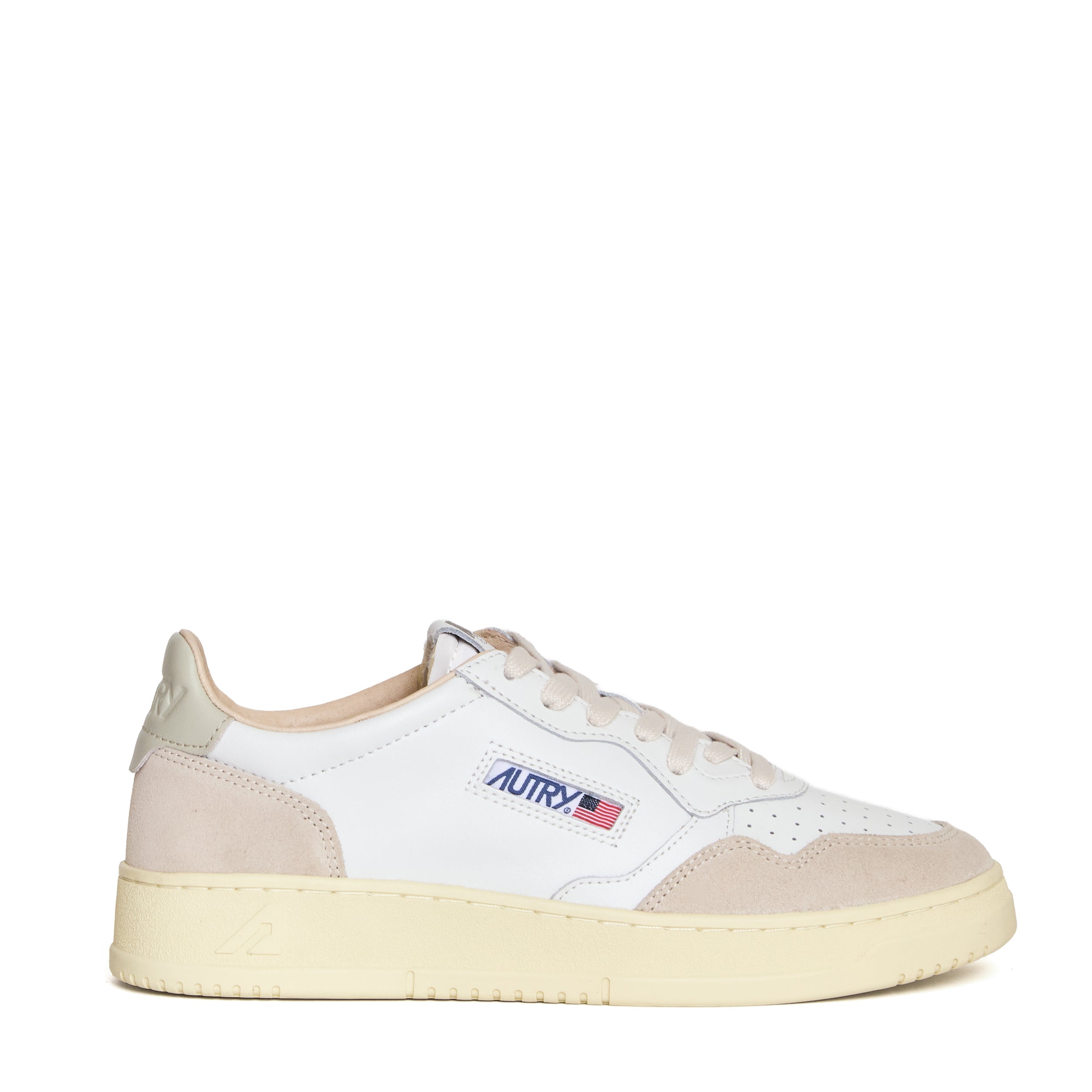 Sneakers Medalist Low In Pelle E Suede Bianco, Pelican