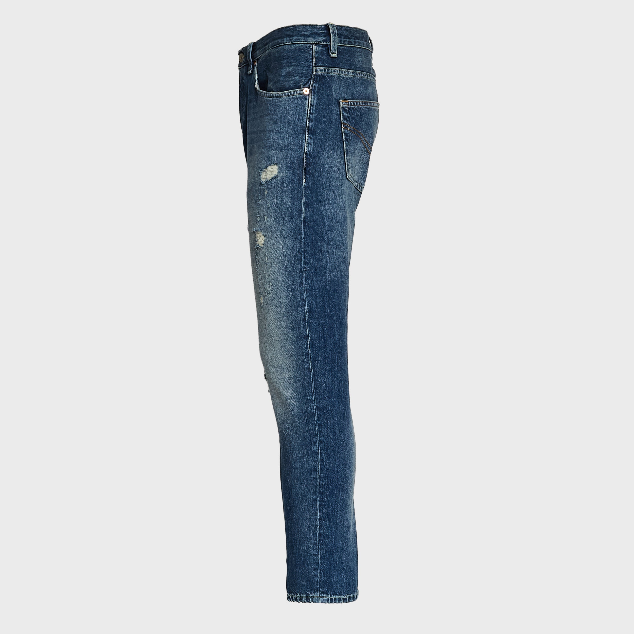Jeans Brighton In Denim Blu Fisso Con Rottura Rammendata