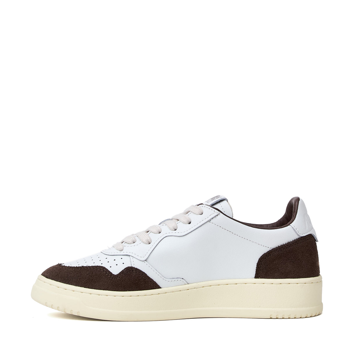 Sneakers Medalist Low In Pelle Soft Bianca, Mogano