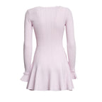 Pink Pearl Trim Knit Mini Dress