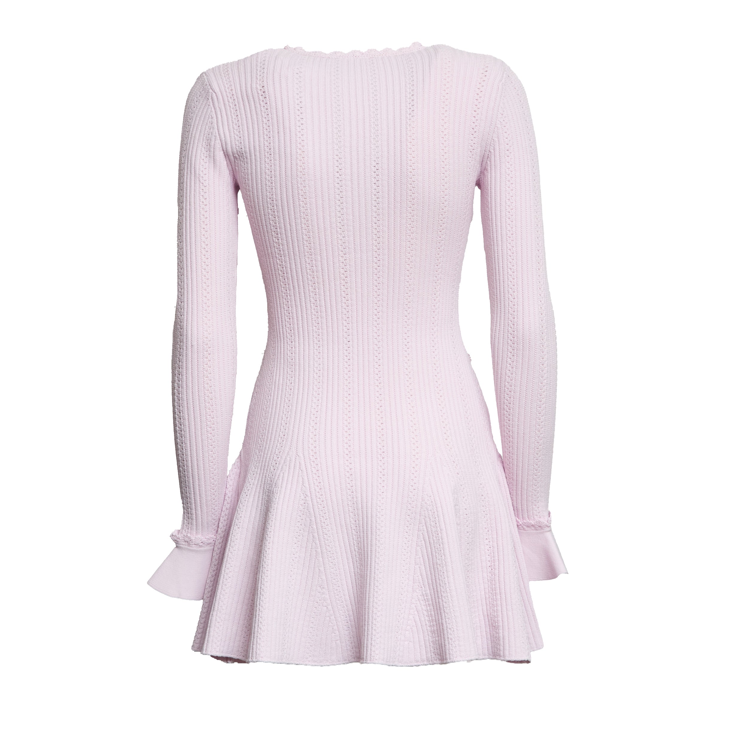 Pink Pearl Trim Knit Mini Dress