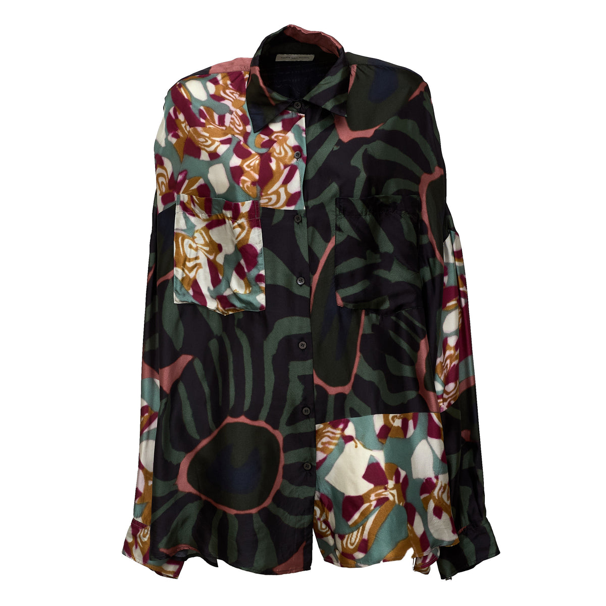 Casia Bis Shirt Marbled Clay Border Print Fluid Viscose Twill