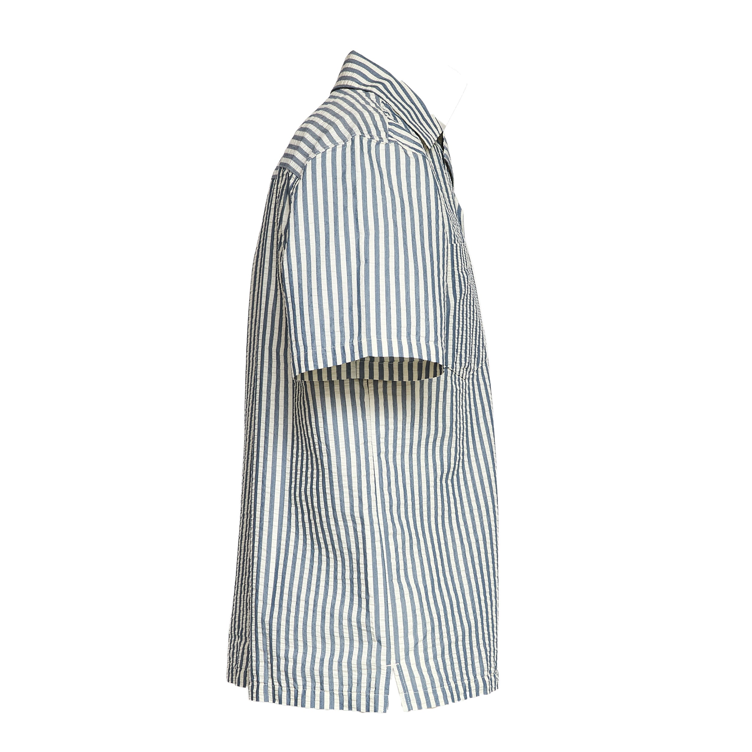 S/S Leavel Stripe Shirt Cotton, Polyester Seersucker