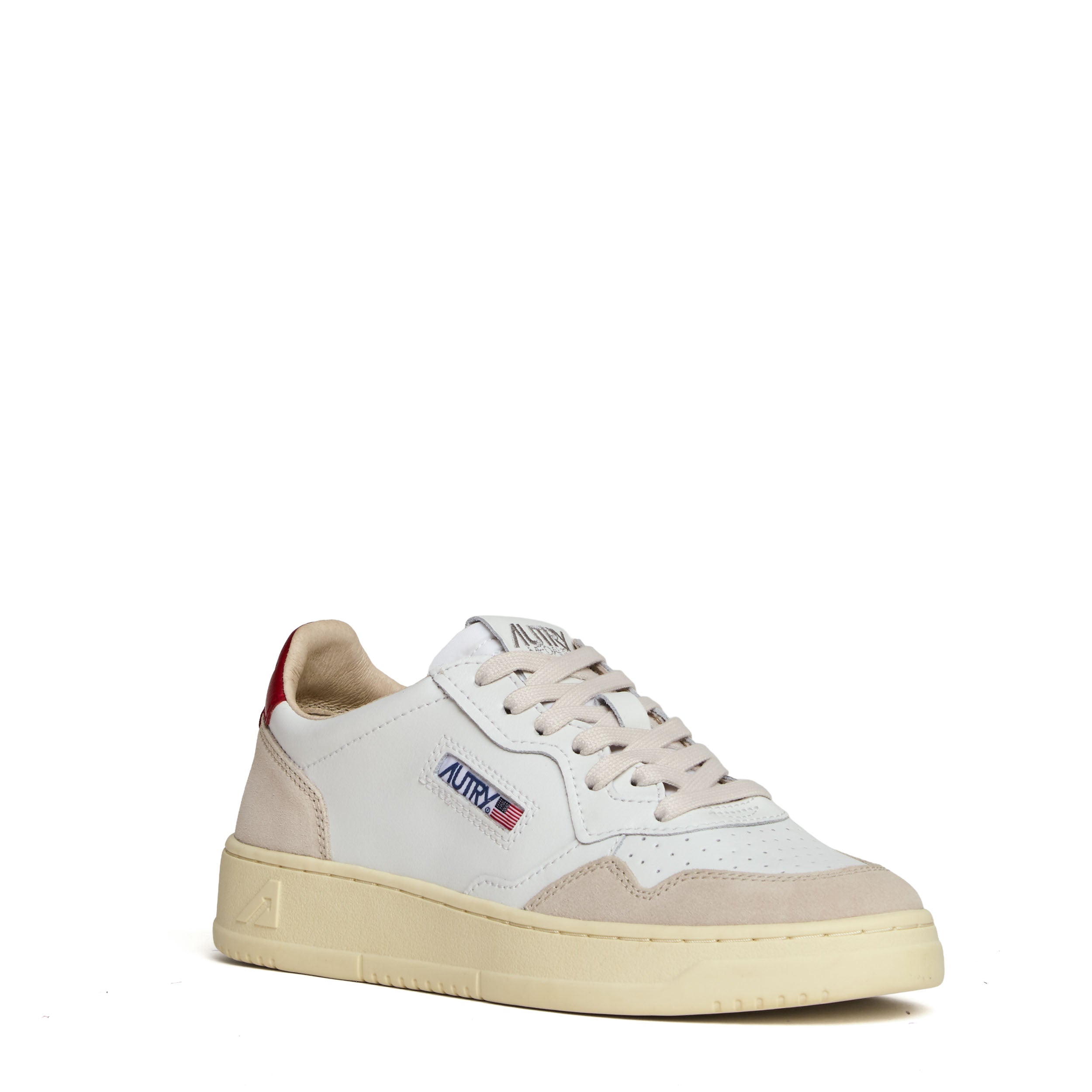Sneakers Medalist Low In Pelle Bianca E Suede Beige