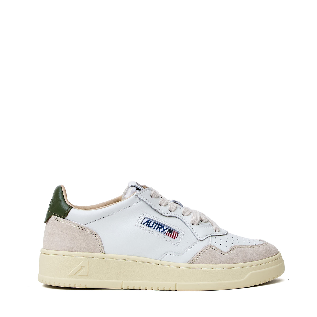 Sneakers Medalist Low In Pelle, Suede Bianco, Verde Bronzo