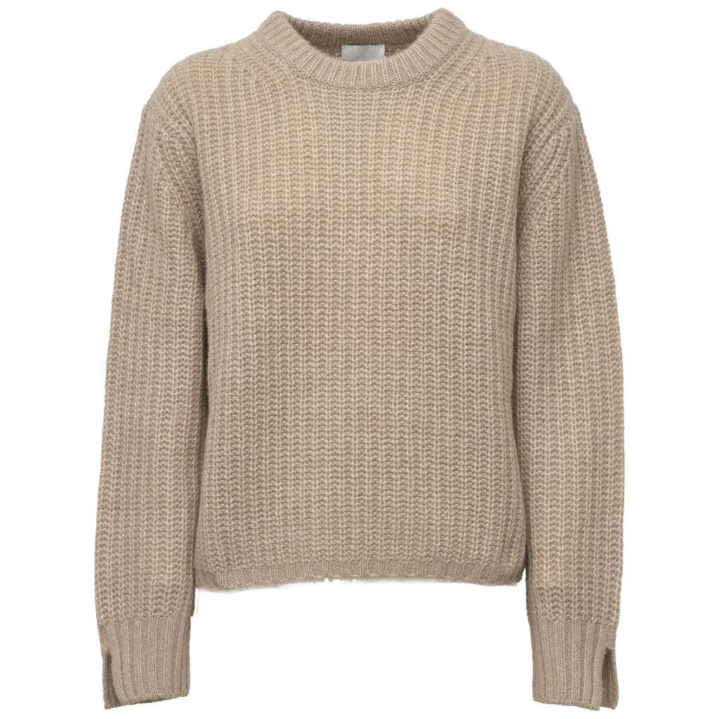 Maglia Girocollo A Costine In Cashmere, Seta