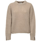 Maglia Girocollo A Costine In Cashmere, Seta