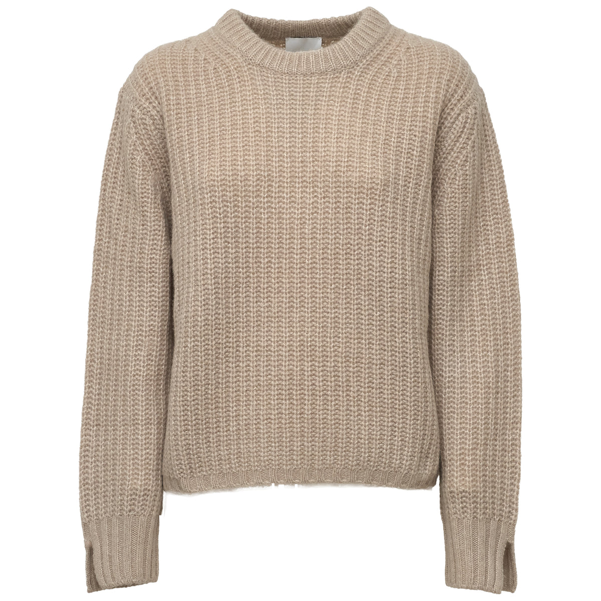 Maglia Girocollo A Costine In Cashmere, Seta
