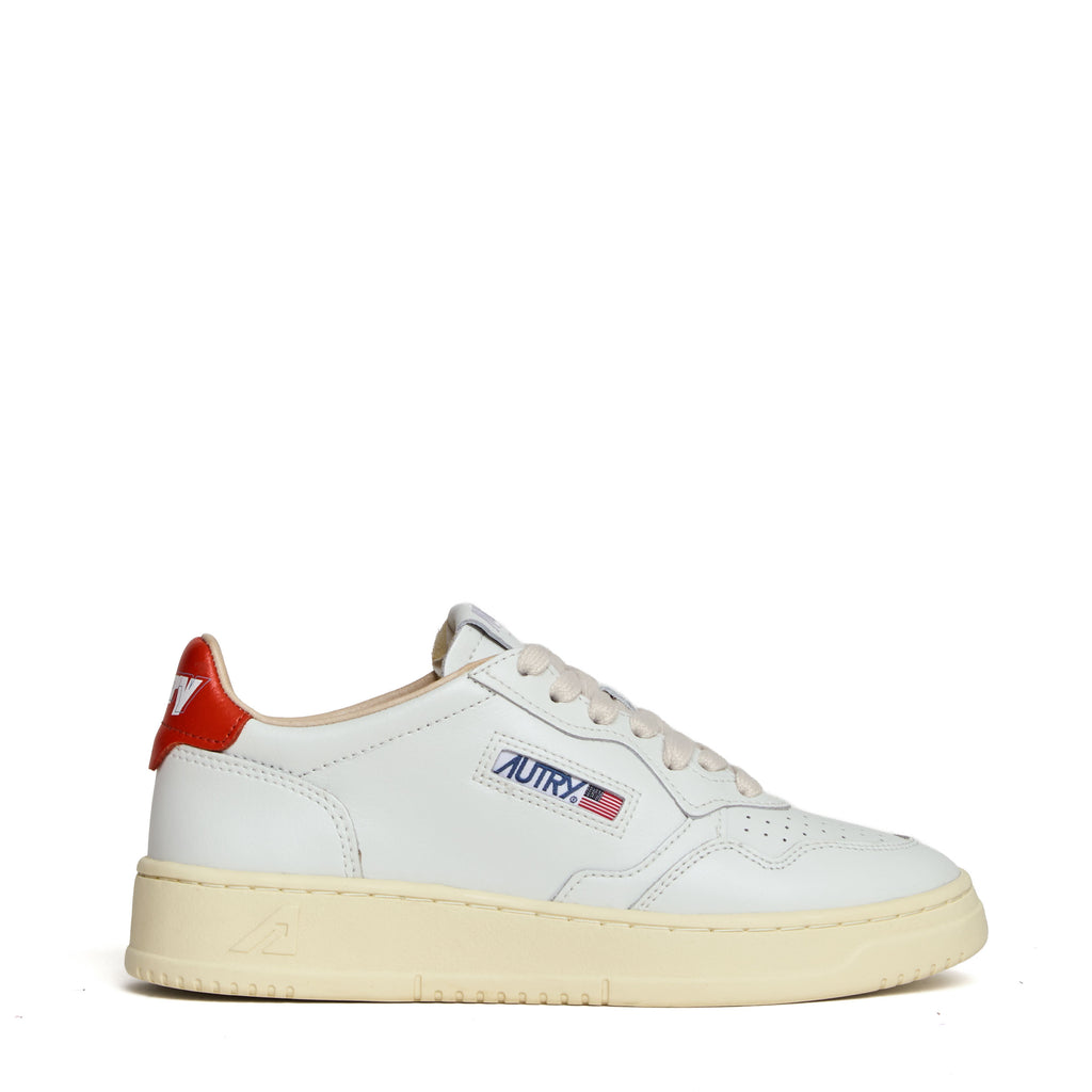 Sneakers Medalist Low In Pelle Bianca, Spicy Orange