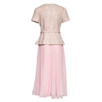 Pink Sequin Boucle Tailored Midi Dress