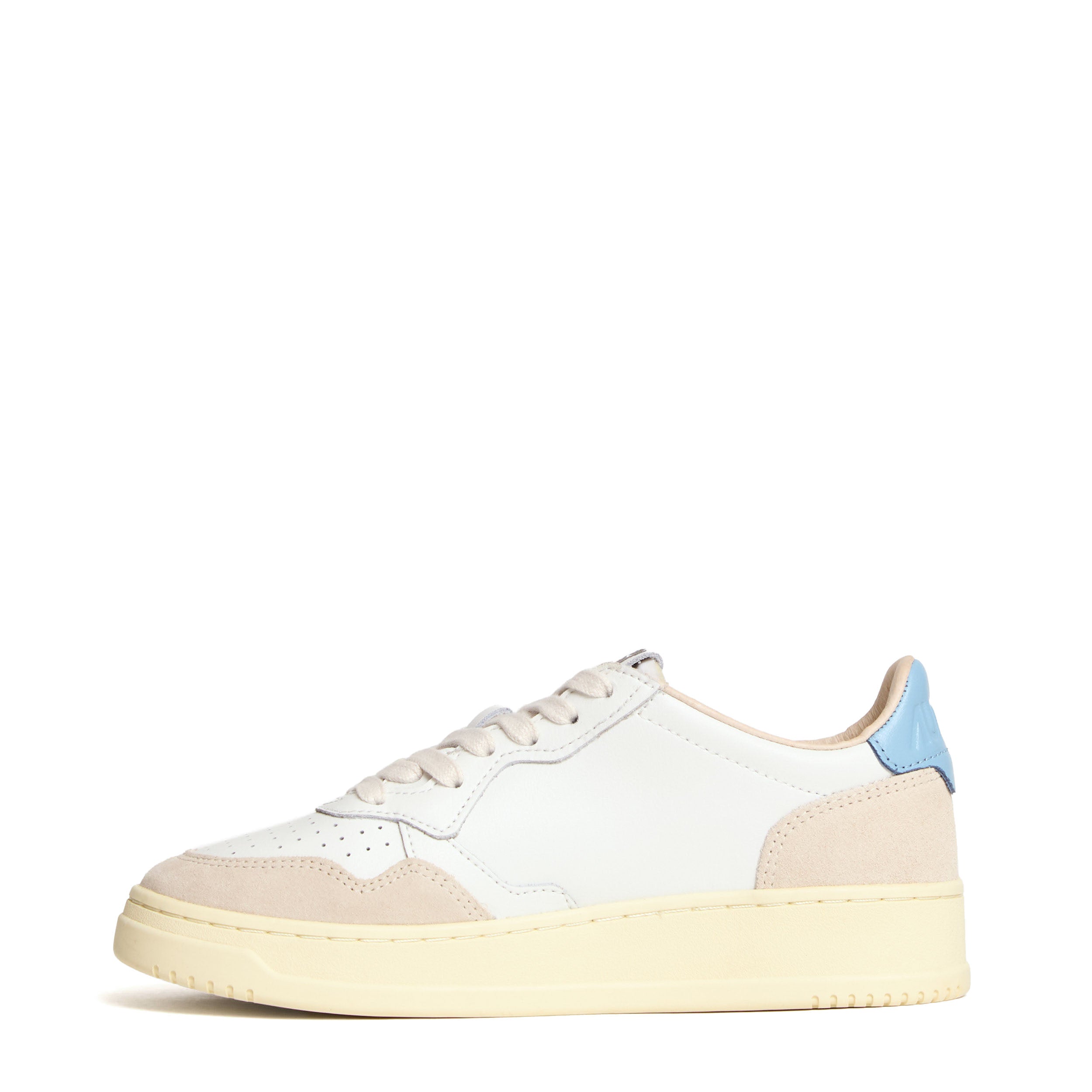 Sneakers Medalist Low In Pelle Bianca, Suede Beige