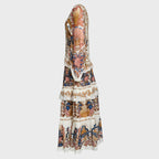 Sea Garden Off-White Braid Details Long Dress