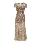 Silver Sequin Embellished Midi Dress