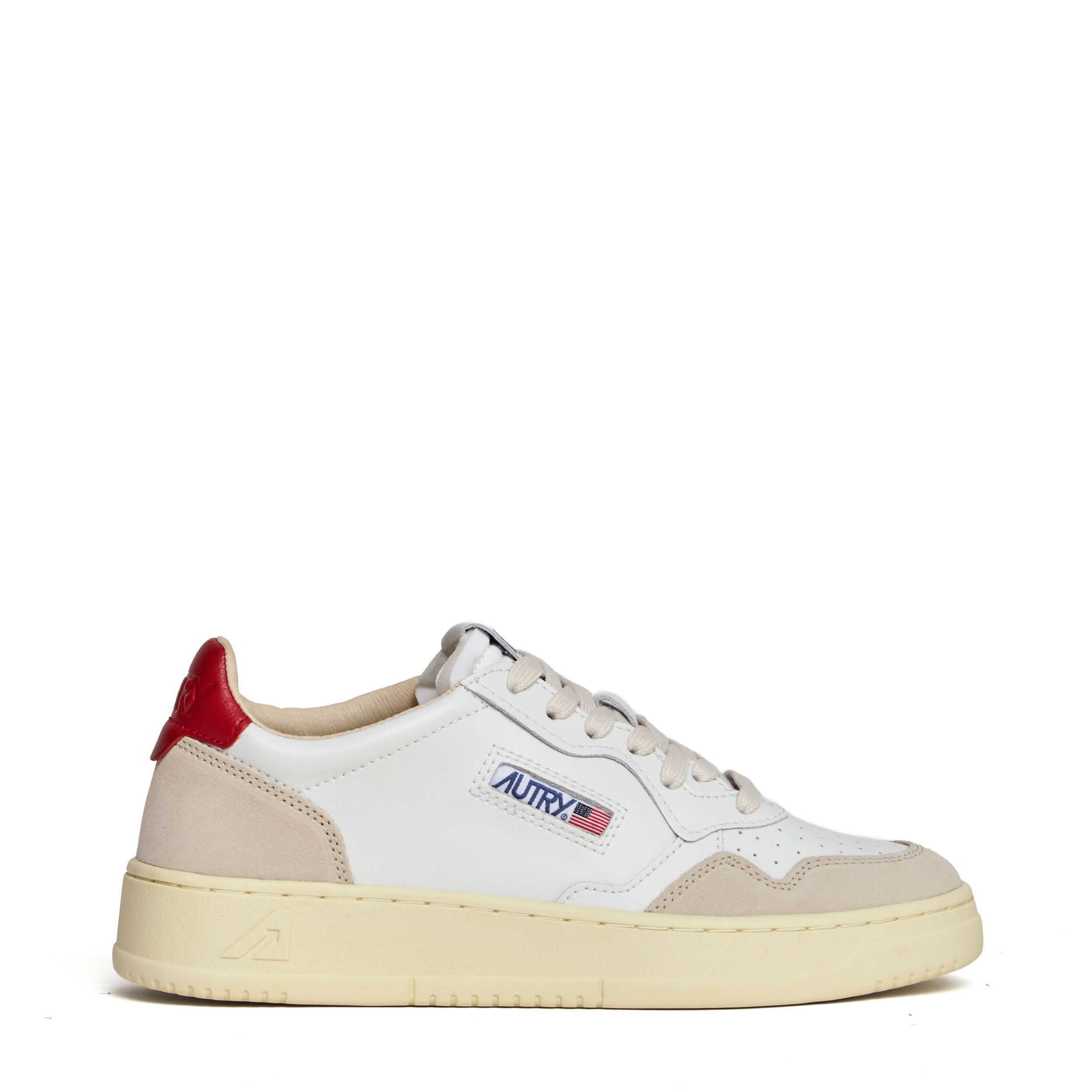 Sneakers Medalist Low In Pelle Bianca E Suede Beige