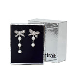Crystal Bow Pearl Droplet Earrings