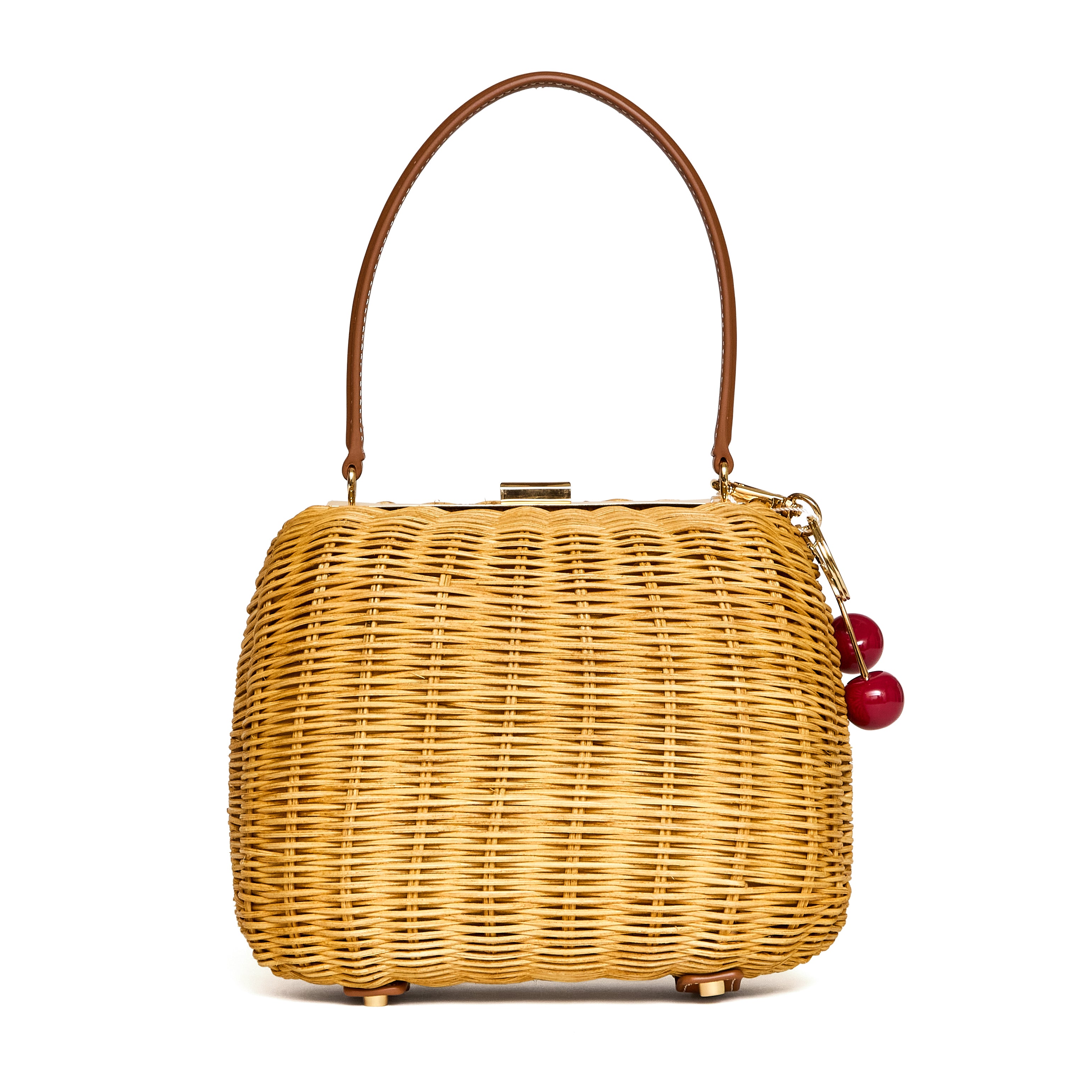 Rattan Cherry Charm Mini Bag