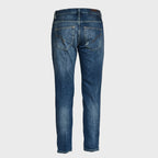 Jeans Brighton In Denim Blu Fisso Con Rottura Rammendata