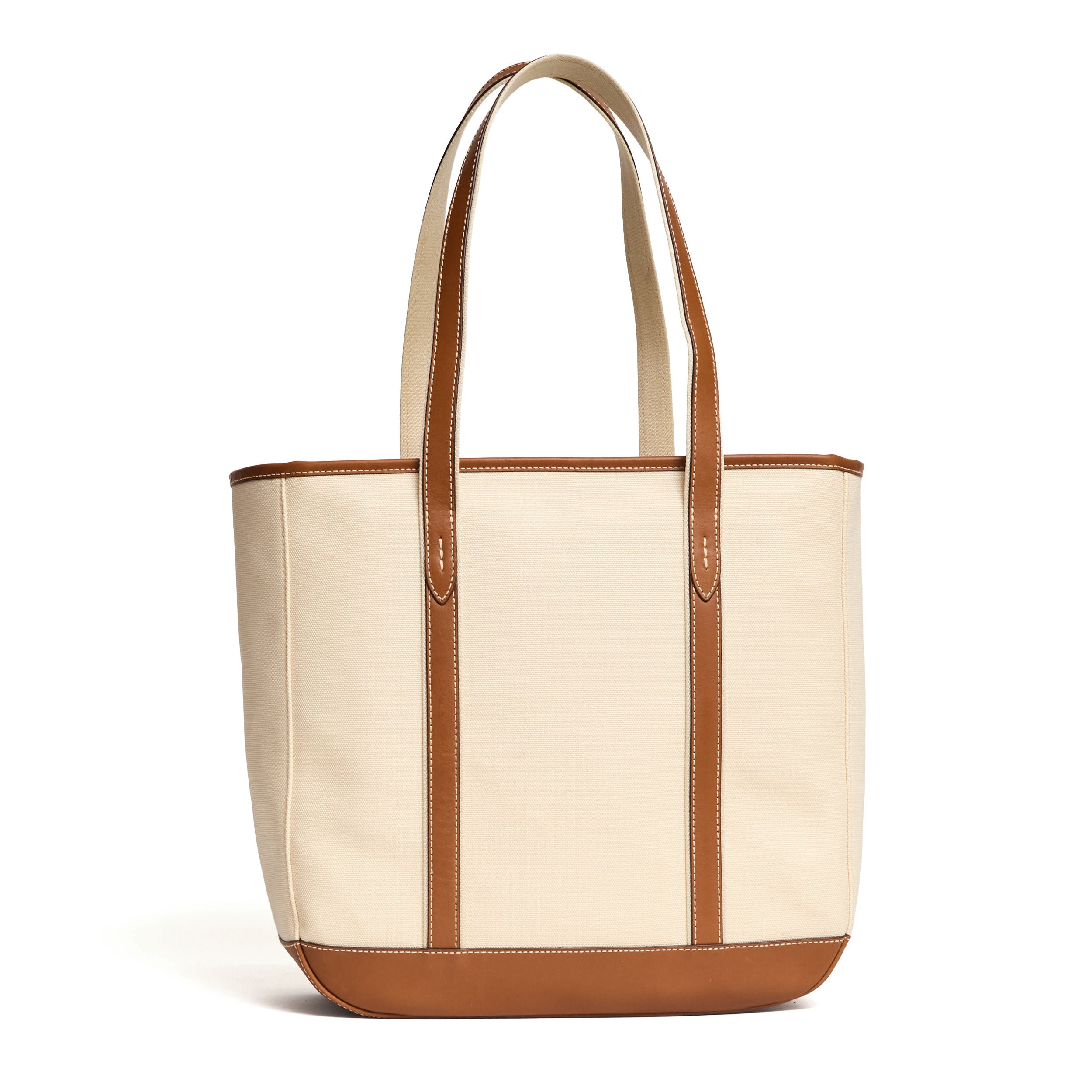 Borsa Tote Media In Pelle, Canvas