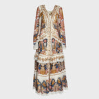 Sea Garden Off-White Braid Details Long Dress